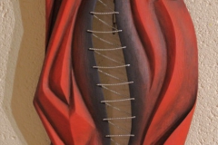 DECHIRURE OPUS II - Polychrome sur bois de châtaigner et fils d'acier -93 * 41 cm