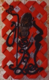 Collection Privée - DESTINS CROISES Opus IV - "Chéou Sing" - Châtaigner - patine rouge de chine - sculpté recto/verso -85 * 50 cm - 2013